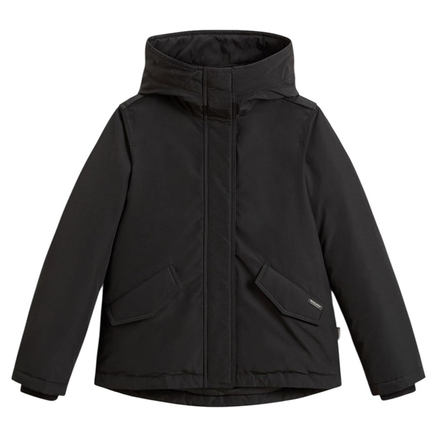Military jacket giacca imbottita in Ramar Cloth con cappuccio da donna Woolrich | CFWWOU2075BLK